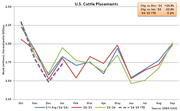 US Cattle Placements - Feb