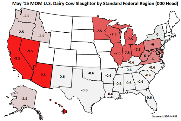 May'15 MOM US Dairy Cow Slaughter by Standard Federal Region - June