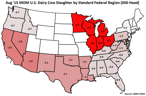 Aug 15 MOM US Dairy Cow Slaughter by Standard Federal Region - Sep