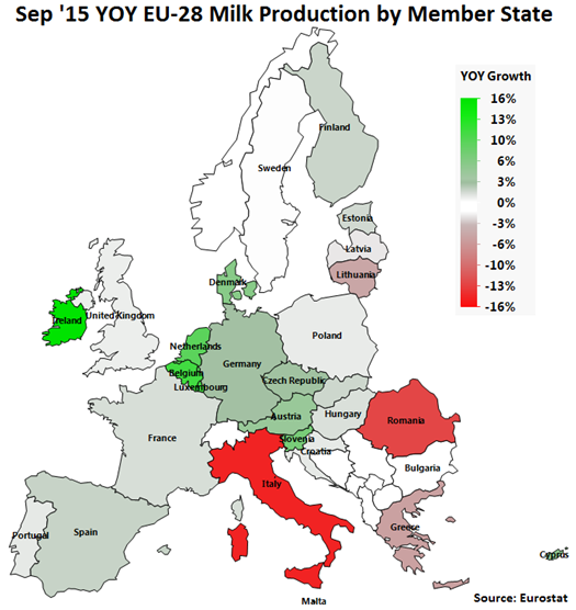 Sep 15 YOY EU-28 Milk Production by Member State - Nov