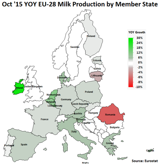Oct 15 YOY EU-28 Milk Production by Member State - Dec