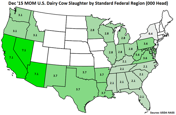 Dec 15 MOM US Dairy Cow Slaughter by Standard Federal Region - Jan 16