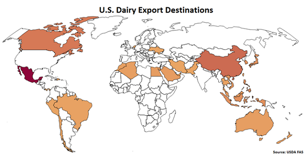 US Dairy Export Destinations - Jan 16